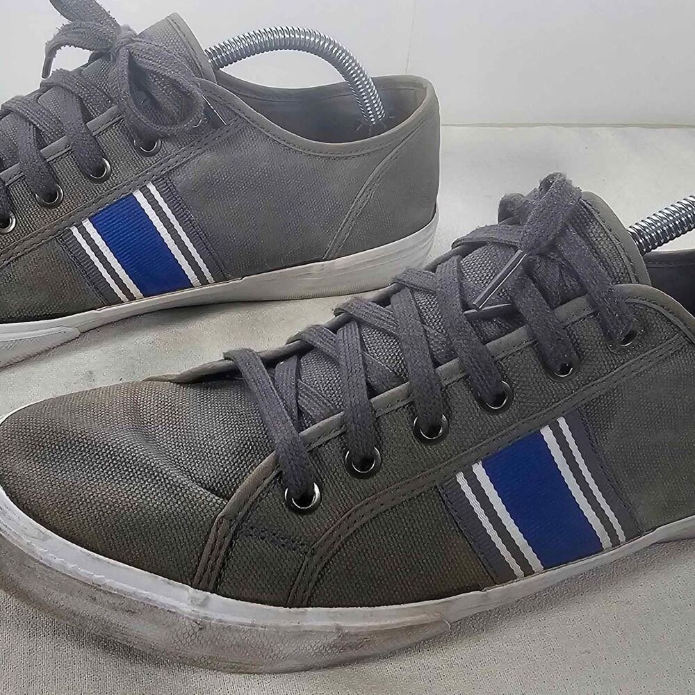 Vintage Le Coq Sportif Gray with Blue And White Accents.  - Size  10.